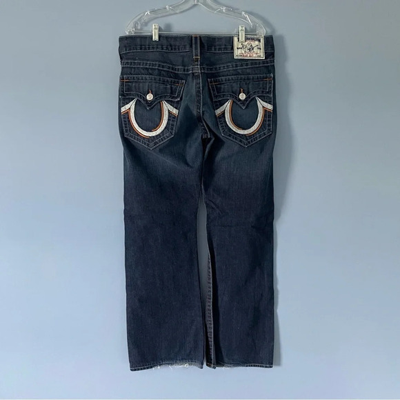 True Religion Boot Cut Logo back pocket blue Jeans 18256 - Picture 1 of 12